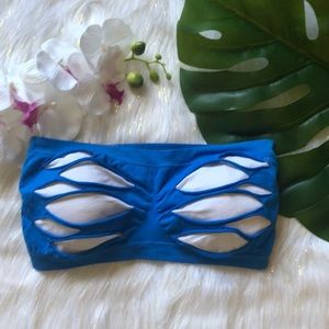 Boho Cut Outs Blue & White Bandeau Sz. XL Tarea